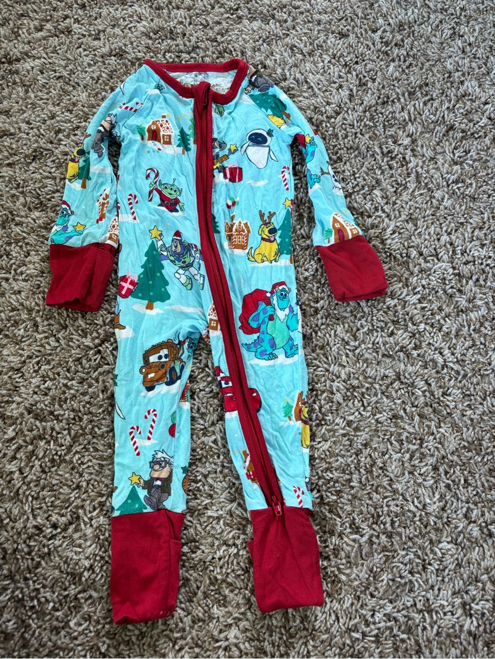Little sleepies Pixar Holiday One-Piece Pajamas in Light Blue and Red